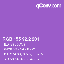 カラーコード: RGB 155 92.2 201 | qconv.com