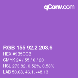 カラーコード: RGB 155 92.2 203.6 | qconv.com
