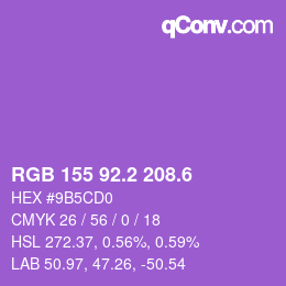 カラーコード: RGB 155 92.2 208.6 | qconv.com