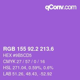 カラーコード: RGB 155 92.2 213.6 | qconv.com