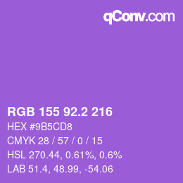 カラーコード: RGB 155 92.2 216 | qconv.com