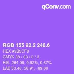 カラーコード: RGB 155 92.2 248.6 | qconv.com