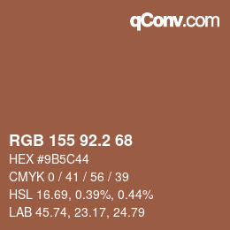 Color code: RGB 155 92.2 68 | qconv.com
