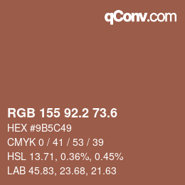 カラーコード: RGB 155 92.2 73.6 | qconv.com