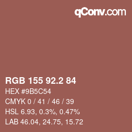カラーコード: RGB 155 92.2 84 | qconv.com