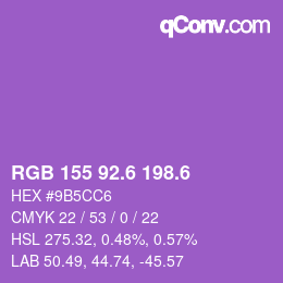 カラーコード: RGB 155 92.6 198.6 | qconv.com