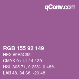 カラーコード: RGB 155 92 149 | qconv.com