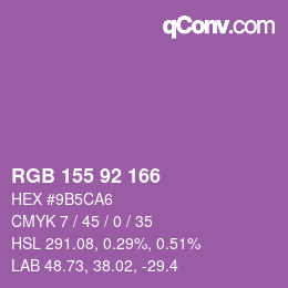 颜色代码: RGB 155 92 166 | qconv.com