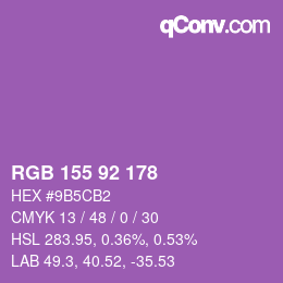 Color code: RGB 155 92 178 | qconv.com
