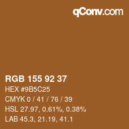 Color code: RGB 155 92 37 | qconv.com