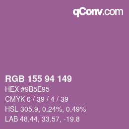 Color code: RGB 155 94 149 | qconv.com