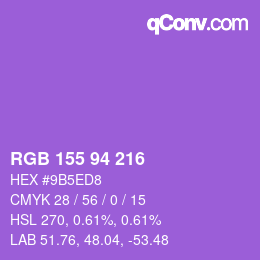 Color code: RGB 155 94 216 | qconv.com