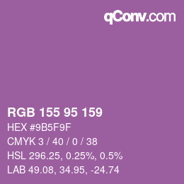 カラーコード: RGB 155 95 159 | qconv.com