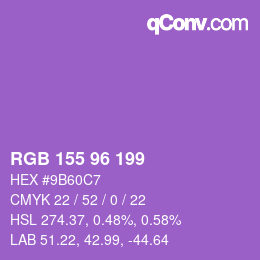 カラーコード: RGB 155 96 199 | qconv.com