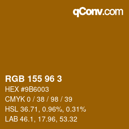 颜色代码: RGB 155 96 3 | qconv.com
