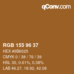 カラーコード: RGB 155 96 37 | qconv.com