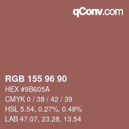 Código de color: RGB 155 96 90 | qconv.com