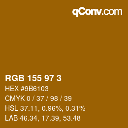 カラーコード: RGB 155 97 3 | qconv.com