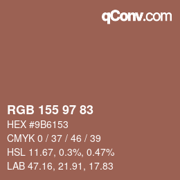 カラーコード: RGB 155 97 83 | qconv.com