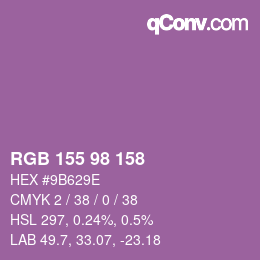 颜色代码: RGB 155 98 158 | qconv.com