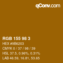 颜色代码: RGB 155 98 3 | qconv.com