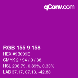カラーコード: RGB 155 9 158 | qconv.com