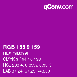 カラーコード: RGB 155 9 159 | qconv.com