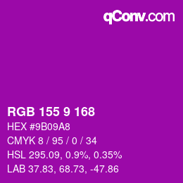 Color code: RGB 155 9 168 | qconv.com