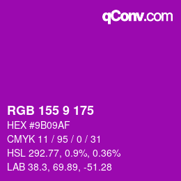 颜色代码: RGB 155 9 175 | qconv.com