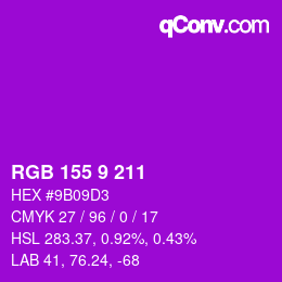 颜色代码: RGB 155 9 211 | qconv.com