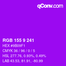 颜色代码: RGB 155 9 241 | qconv.com