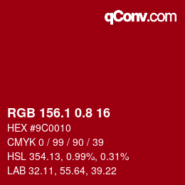 カラーコード: RGB 156.1 0.8 16 | qconv.com