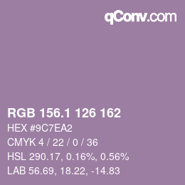 カラーコード: RGB 156.1 126 162 | qconv.com