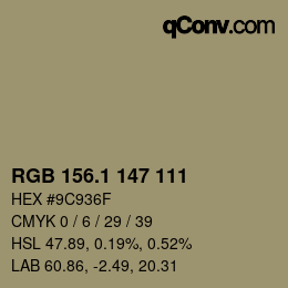 カラーコード: RGB 156.1 147 111 | qconv.com
