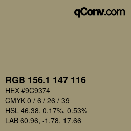 Color code: RGB 156.1 147 116 | qconv.com
