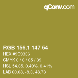 カラーコード: RGB 156.1 147 54 | qconv.com