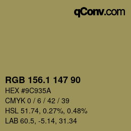 Color code: RGB 156.1 147 90 | qconv.com