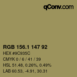 カラーコード: RGB 156.1 147 92 | qconv.com