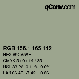 カラーコード: RGB 156.1 165 142 | qconv.com