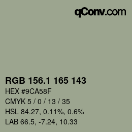 カラーコード: RGB 156.1 165 143 | qconv.com