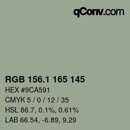 Color code: RGB 156.1 165 145 | qconv.com