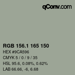 カラーコード: RGB 156.1 165 150 | qconv.com