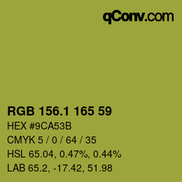カラーコード: RGB 156.1 165 59 | qconv.com