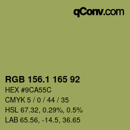 カラーコード: RGB 156.1 165 92 | qconv.com