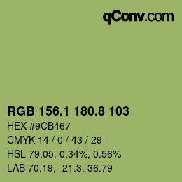 カラーコード: RGB 156.1 180.8 103 | qconv.com