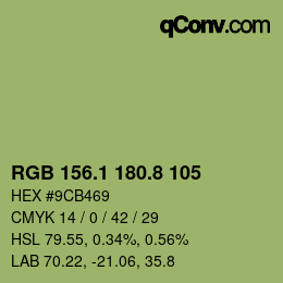 カラーコード: RGB 156.1 180.8 105 | qconv.com