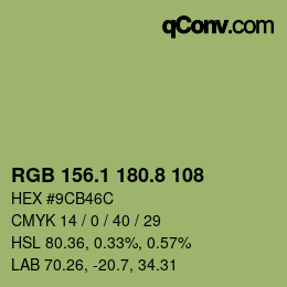 Color code: RGB 156.1 180.8 108 | qconv.com