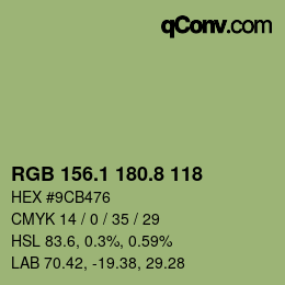 Color code: RGB 156.1 180.8 118 | qconv.com
