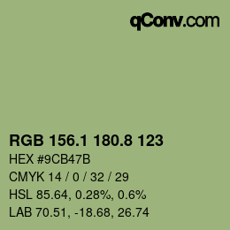 Color code: RGB 156.1 180.8 123 | qconv.com