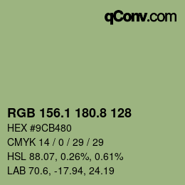 Color code: RGB 156.1 180.8 128 | qconv.com